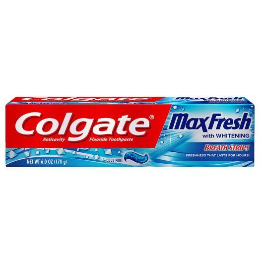 Colgate MaxFresh Whitening Fluoride Toothpaste with Mini Breath Strips Mint