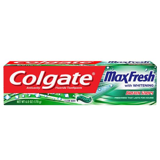 Colgate MaxFresh Whitening Fluoride Toothpaste with Mini Breath Strips Clean Mint