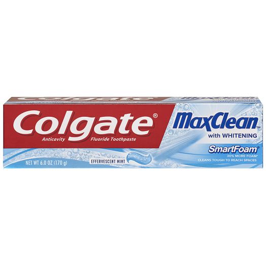 Colgate MaxClean SmartFoam with Whitening Anticavity Fluoride Toothpaste Effervescent Mint