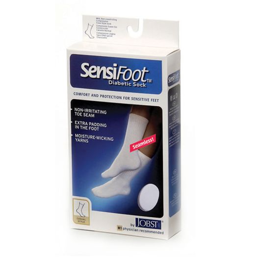 Jobst SensiFoot Diabetic Crew Sock,White