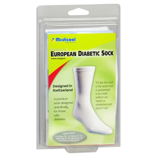 Medicool European Diabetic Comfort Sock Large White