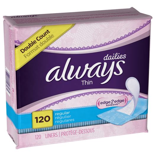 Always Thin Dailies Wrapped Liners, Regular Unscented