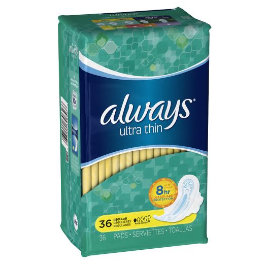Always Ultra Thin Pads with Wings Unscented, Regular