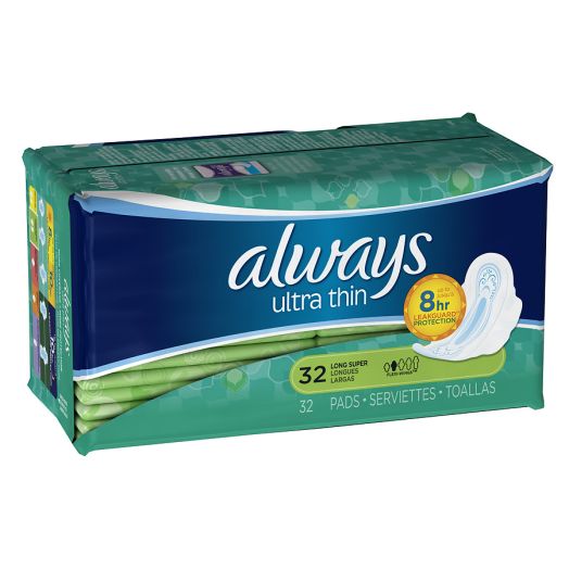 Always Ultra Thin Pads with Wings, Long Unscented, Super