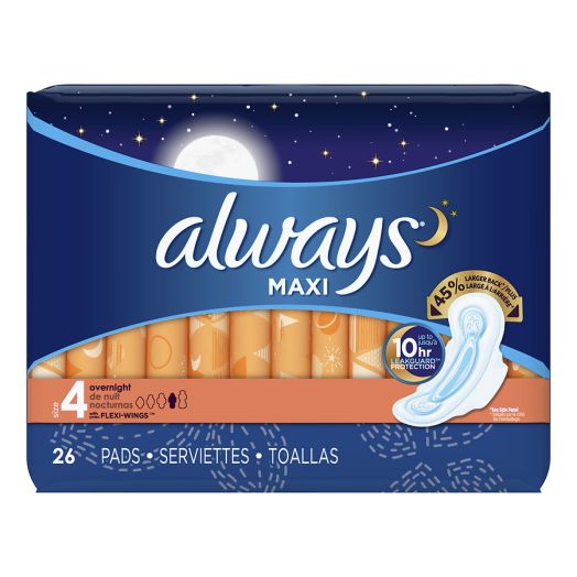 Always Maxi Pads Overnight with Flexi-Wings Unscented