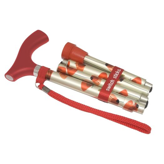 Switch Sticks Folding Walking Cane Poppies