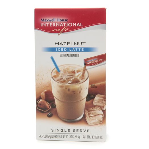 Maxwell House Iced Latte Cafe-Style Beverage Mix, Single Serve Packets Hazelnut