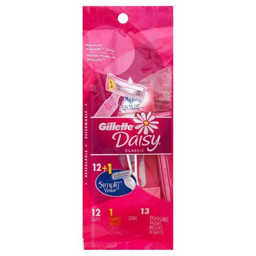 Gillette Daisy Classic Disposable Women's Razors + Free Simply Venus Pink Razor