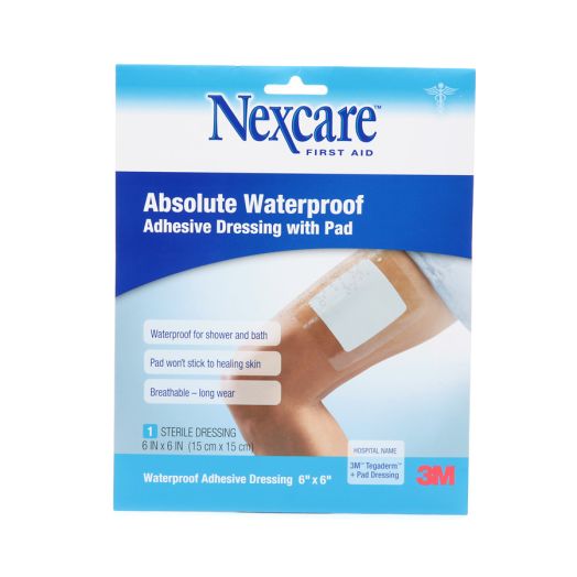 Nexcare Absolute Waterproof Adhesive Dressing wtih Pad 6 x 6 inches