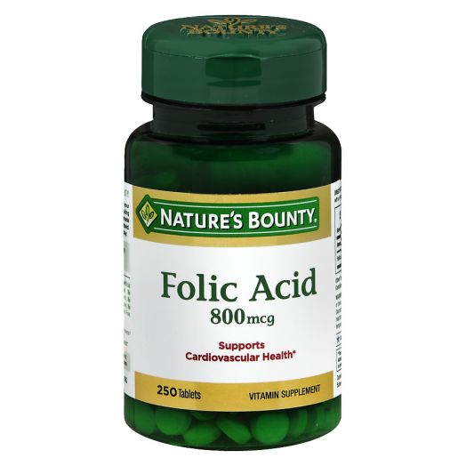 Nature's Bounty Natural Folic Acid 800 mcg Dietary Supplement, Tablets