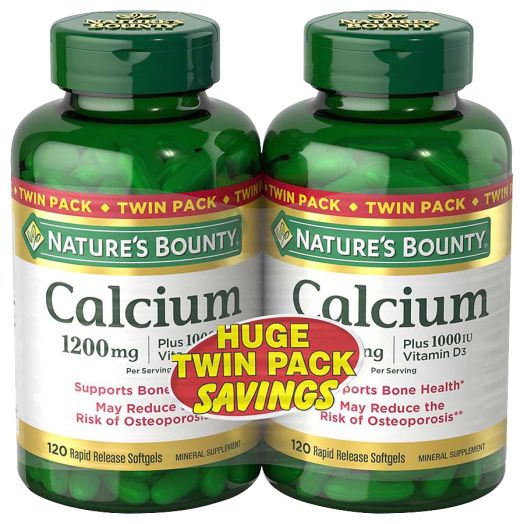 Nature's Bounty Calcium 1200 mg Plus Vitamin D3 Dietary Supplement Softgels Twinpack