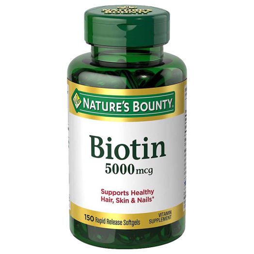 Nature's Bounty Biotin 5000mcg Dietary Supplement, Softgels Value Size