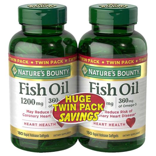 Nature's Bounty Fish Oil 1200 mg Rapid Release Liquid Softgels Twinpack