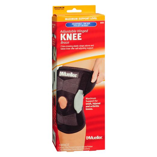 Mueller Adjustable Hinged Knee Brace, Maximum Support, Model 6455 One Size Black