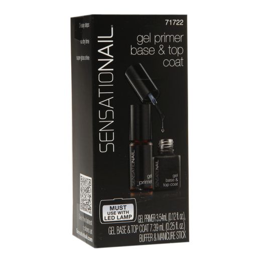 SensatioNail Base and Top Coat Gel Polish Refill Kit, Includes Gel Primer, Black, 0.37 Fl Oz