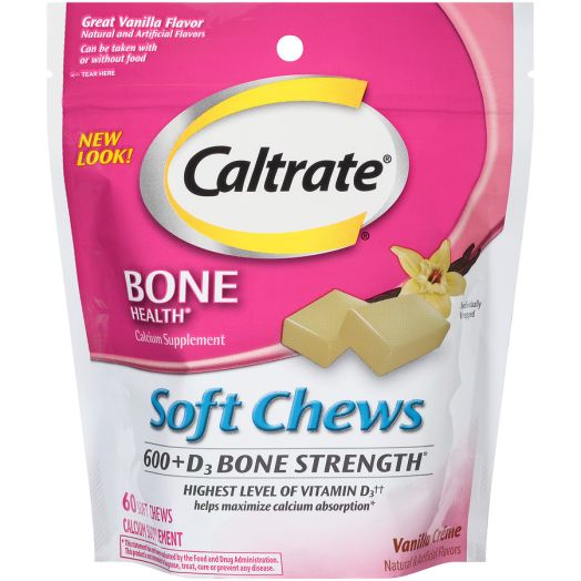 Caltrate Calcium & Vitamin D Supplement, 600+D, Soft Chews Vanilla Creme
