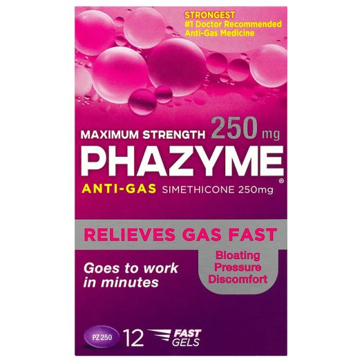 Phazyme Maximum Strength 250mg Anti-Gas Simethicone Soft Gels