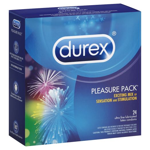 Durex Pleasure Pack Assorted Premium Lubricated Latex Condoms