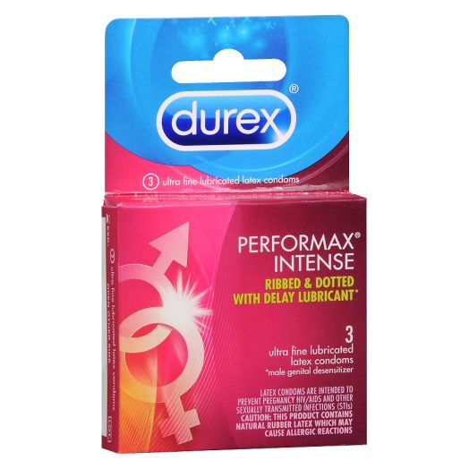 Durex Performax Intense Premium Lubricated Latex Condoms