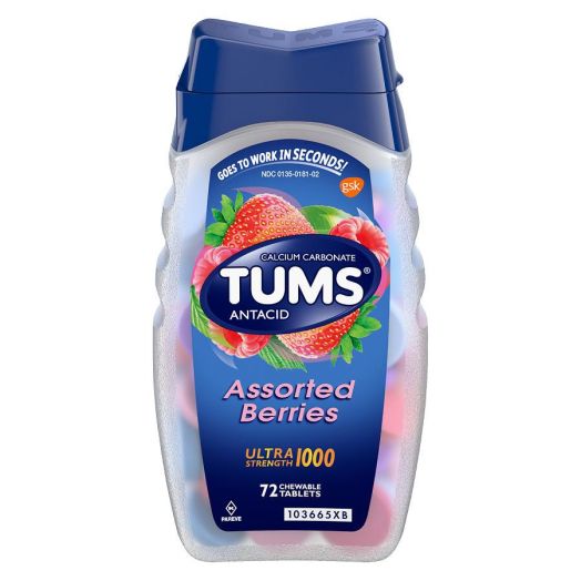 Tums Strength 1000 Antacid with Calcium Chewable Tablets Assorted Berries