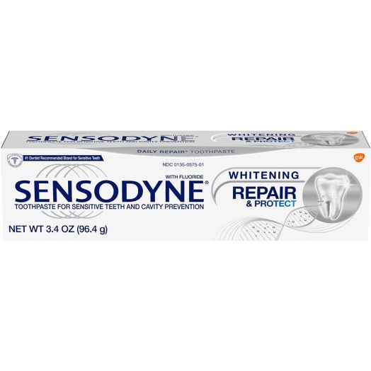 Sensodyne Toothpaste for Sensitive Teeth & Cavity Protection, Repair & Protect Whitening