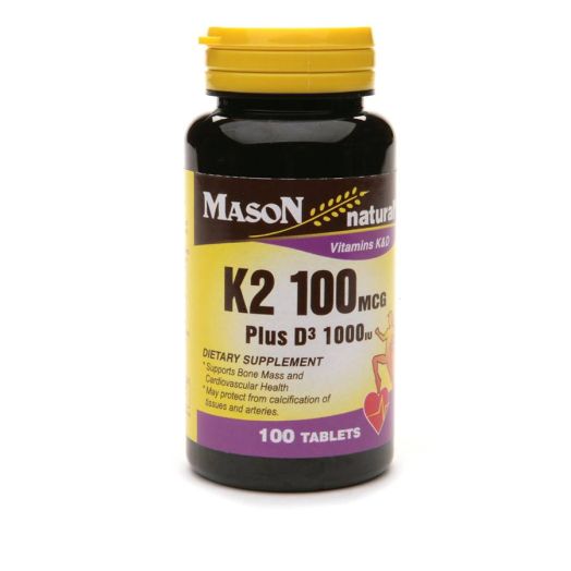 Mason Natural Vitamin K2 100mcg Plus D3 1000 IU, Tablets