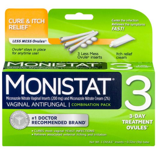 Monistat 3 Dual Action 3 Day Combination Pack Vaginal Antifungal Treatment