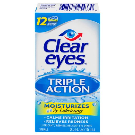 Clear eyes Triple Action Relief Lubricant/Redness Reliever Sterile Eye Drops