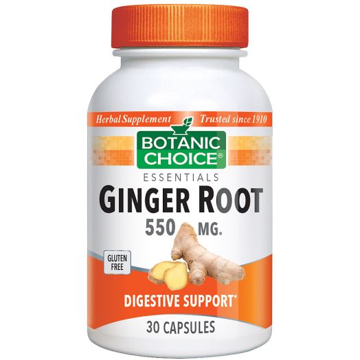 Botanic Choice Ginger Root 550 mg Herbal Supplement Capsules