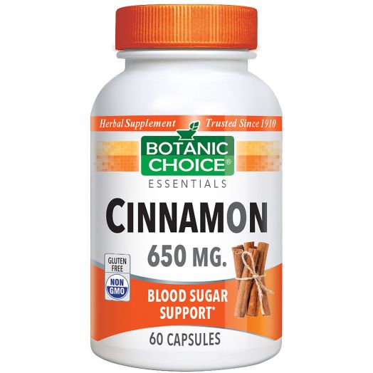 Botanic Choice Cinnamon 650 mg Herbal Supplement Capsules