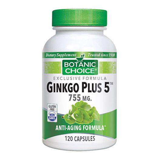 Botanic Choice Ginkgo Plus 5 Herbal Supplement Capsules