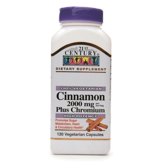 21st Century Cinnamon 2000 mg Plus Chromium, Veggie Capsules