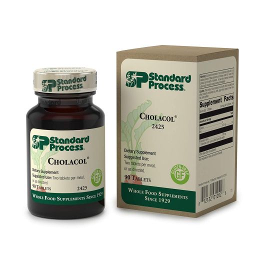 Standard Process - Cholacol - Healthy Fat Digestion Support Supplement, Provides Iron, Collinsonia, and Bile Salts, Gluten Free - 90 Tablets