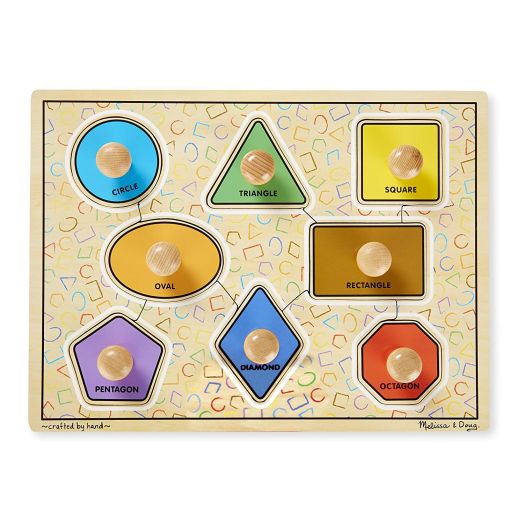 Melissa and Doug Deluxe Jumbo Knob Wooden Puzzle, Geometric Shapes (8 pcs)
