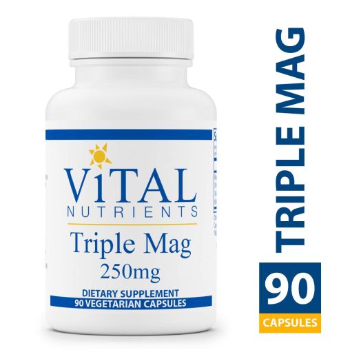 Vital Nutrients - Triple Mag 250 mg - Magnesium for Enhanced Absorption and Metabolism. Contains Magnesium Oxide, Malate and Glycinate - 90 Vegetarian Capsules