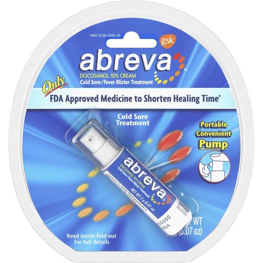 Abreva Docosanol 10% Cream Pump, Only FDA Approved Treatment for Cold Sore/Fever Blister, 2 grams