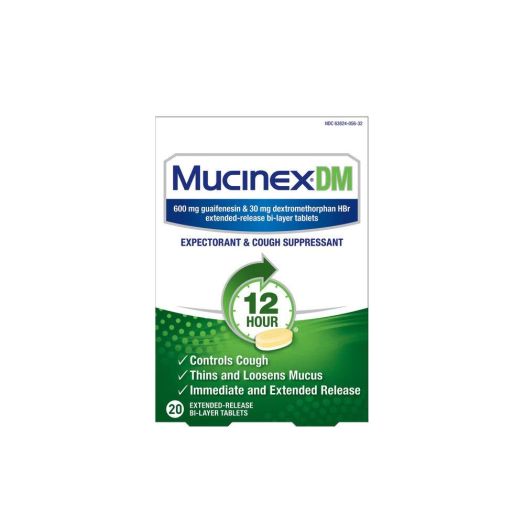 Mucinex DM 12 Hr Expectorant and Cough Suppressant Tablets, 20ct
