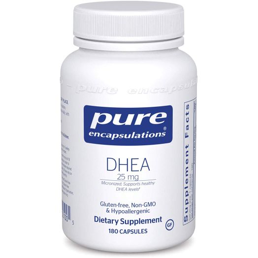 Pure Encapsulations - DHEA (Dehydroepiandrosterone) 25 mg - Micronized Hypoallergenic Supplement - 180 Capsules
