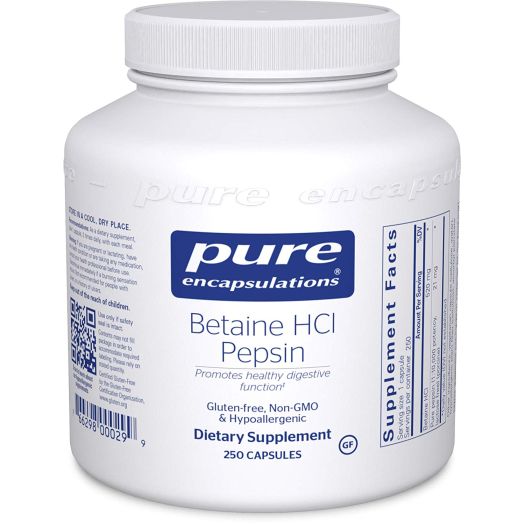 Pure Encapsulations - Betaine HCL/Pepsin - Hypoallergenic Dietary Supplement to Support a Healthy Digestive Tract* - 250 Capsules