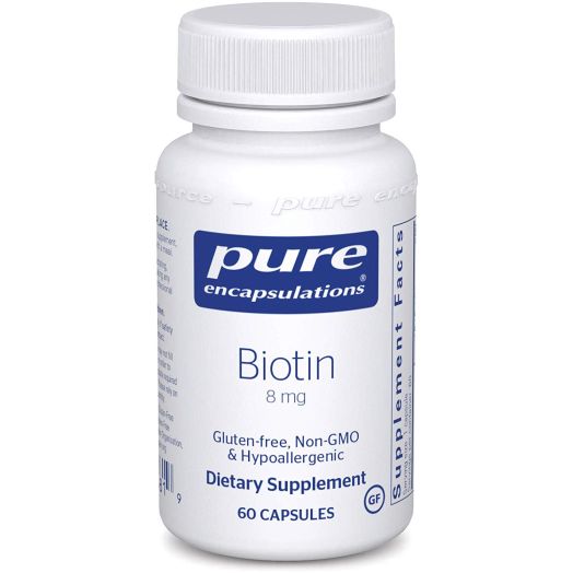 Pure Encapsulations - Biotin 8 mg - Hypoallergenic B Vitamin Supplement - 60 Capsules