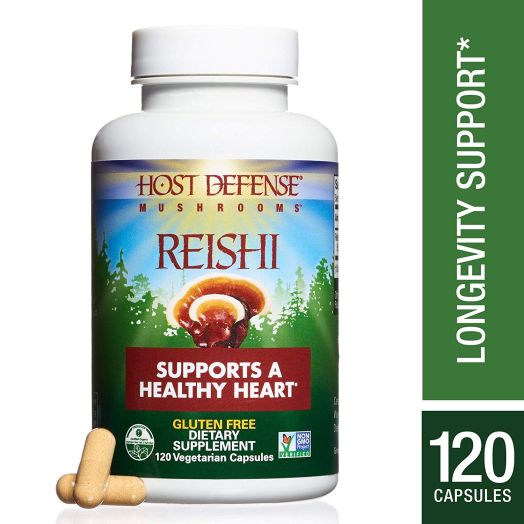 Host Defense - Reishi Mushroom Capsules, Naturally Supports a Healthy Heart and Cardiovascular System, Energy, Stamina, and Stress Response, Non-GMO, Vegan, Organic, 120 Count