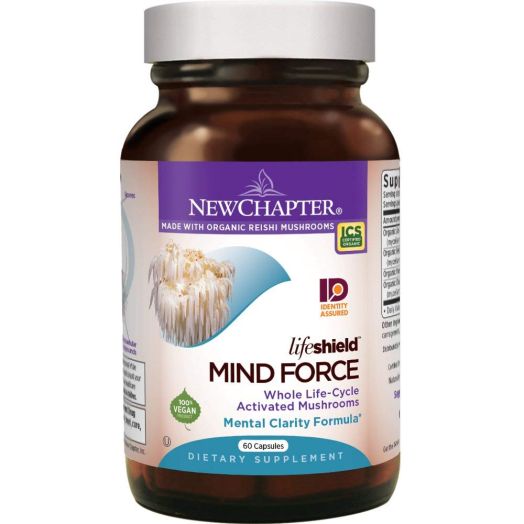 New Chapter Lion's Mane + Reishi Mushroom - LifeShield Mind Force for Mental Clarity with Organic Reishi Mushroom + Vegan + Non-GMO Ingredients - 60 ct
