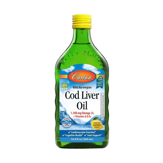 Carlson Cod Liver Oil, Norwegian, Lemon, 1,100 mg Omega-3s, 500 mL