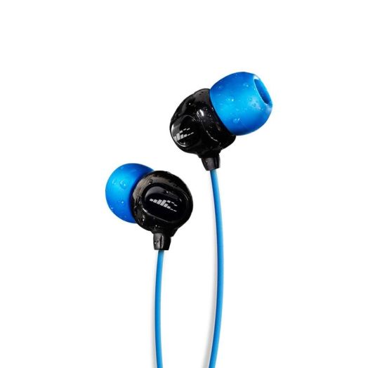 H2O Audio 100% Waterproof Headphones. Noise Canceling, Sweat Proof Surge+ Swim Headphones Perfect for Swimming and All Watersports, 'Black/Blue'