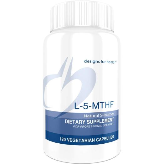 Designs for Health - L-5-MTHF - 1mg, Quatrefolic, Active B9 Methylfolate, 120 Capsules