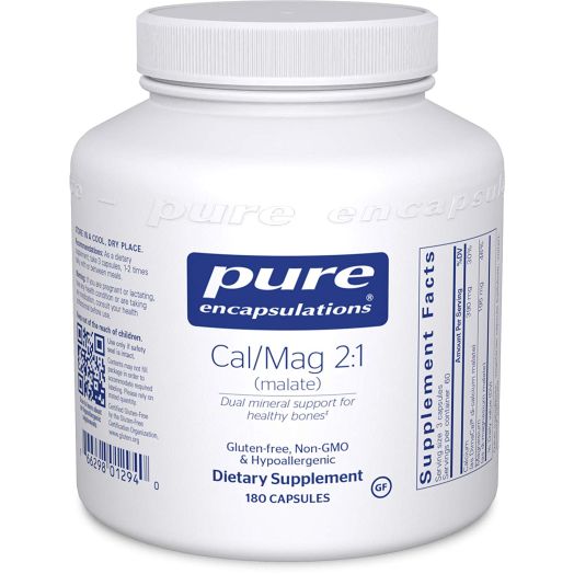 Pure Encapsulations - Cal/Mag (Malate) 2:1 - Hypoallergenic Calcium and Magnesium Supplement in a 2-to-1 ratio - 180 Capsules