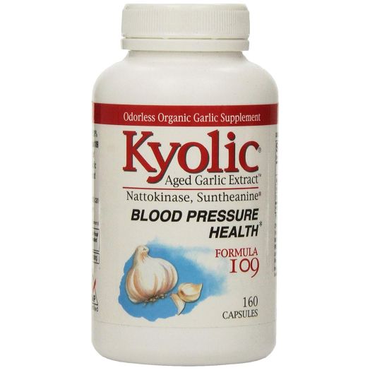 Kyolic Garlic Formula 109 Blood Pressure Health (160 Capsules) Heart Healthy Odorless Organic Garlic Supplement, Dairy- Gluten-Free, Gentle on the Gut Garlic Pills