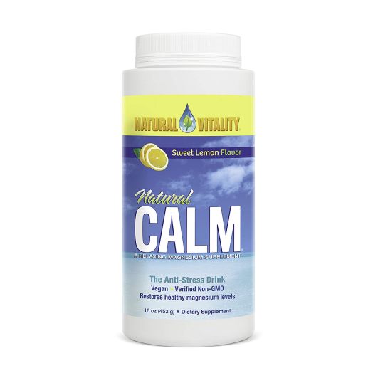Natural Vitality Natural Calm Drink - 16 Oz. Lemon Drink, Organic Stress Relief Drink, Vegan Formula. Magnesium Supplement