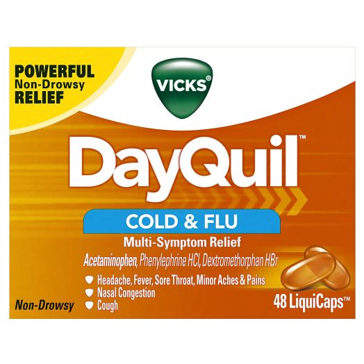 Vicks DayQuil Cold and Flu Multi-Symptom Relief LiquiCaps 48 Count