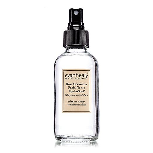 evanhealy Rose Geranium Facial Tonic HydroSoul, 100% Pure Certified Organic Plant Hydrosol for All Skin Types Especially Dry Oily Combination and Teen Skin, Gluten Free and Vegan, 4 Ounces